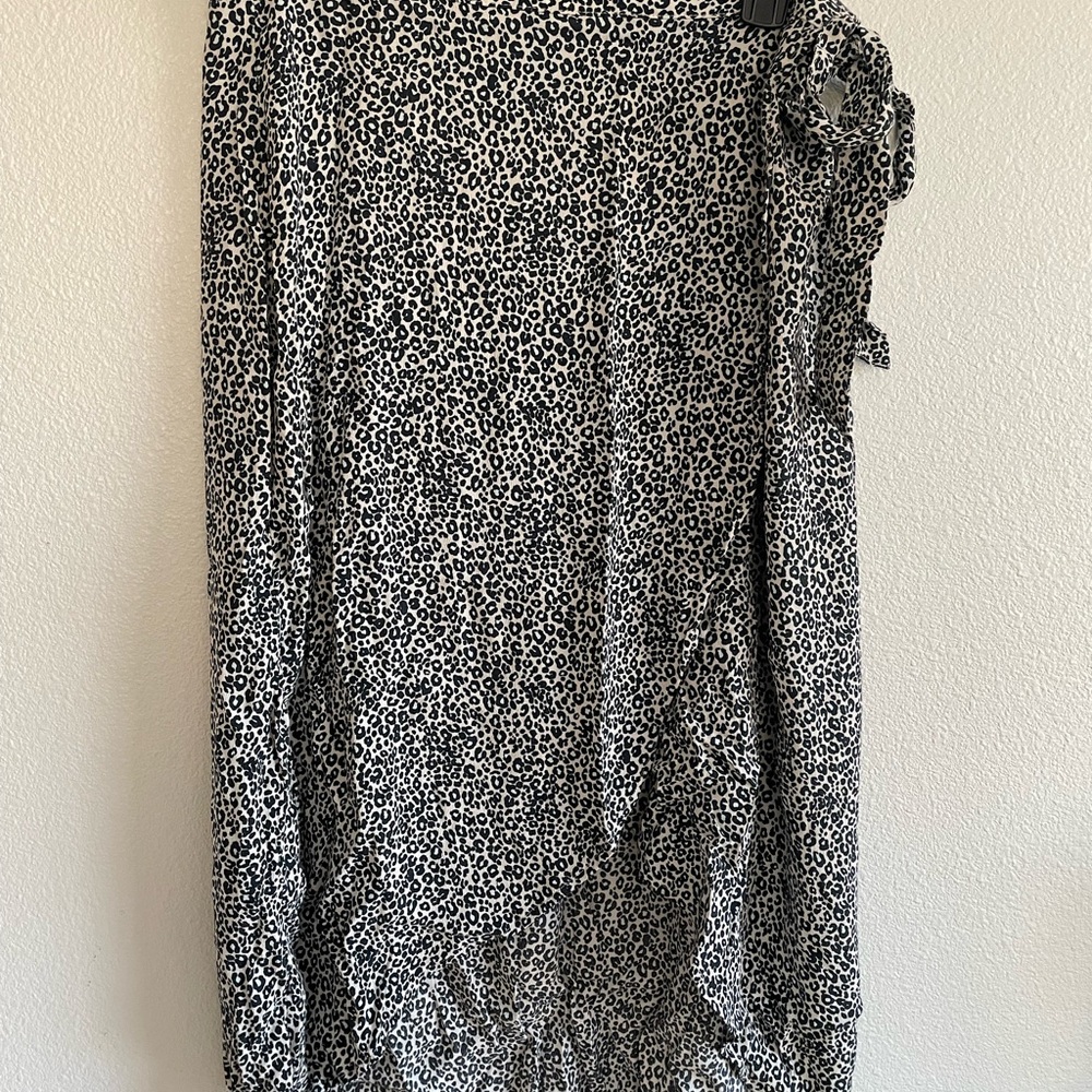 American Eagle Outfitters Black and White Leopard Print Wrap Skirt